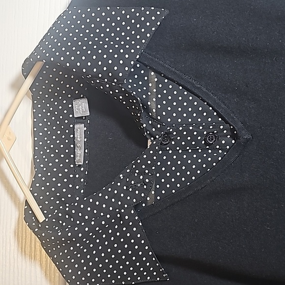 APT 9 Layered Look Sweater Mock Button‎ Down Top Size M Petite Black White - Picture 3 of 4